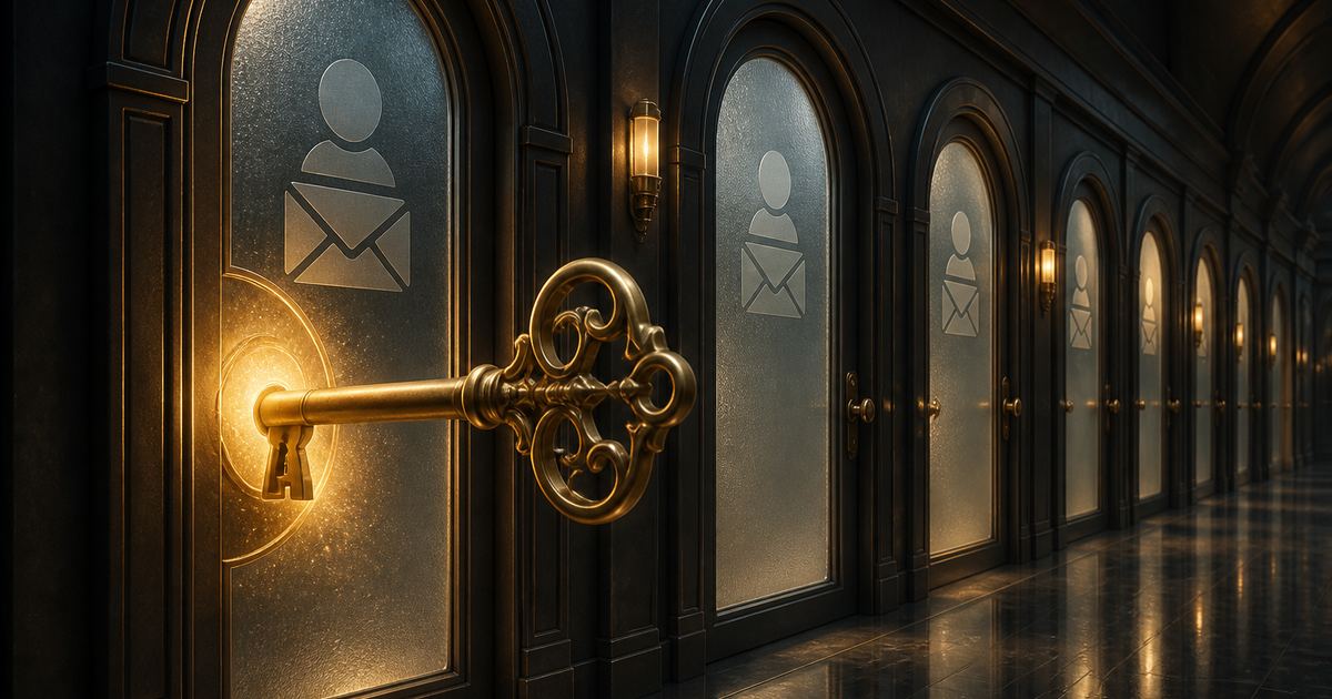 email account discovery — illustrative visual