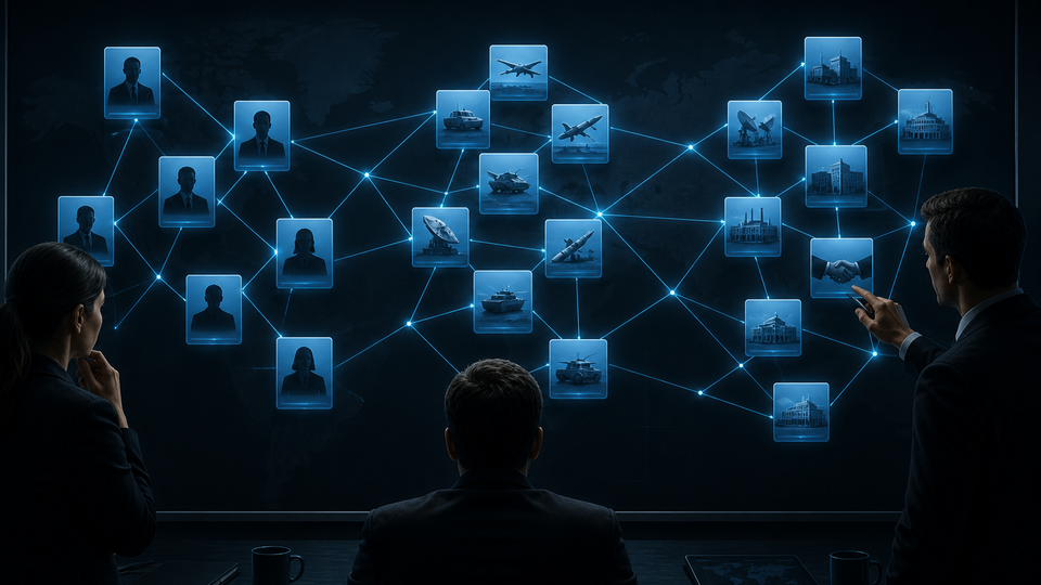Competitive intelligence relationship maps — illustrative network map