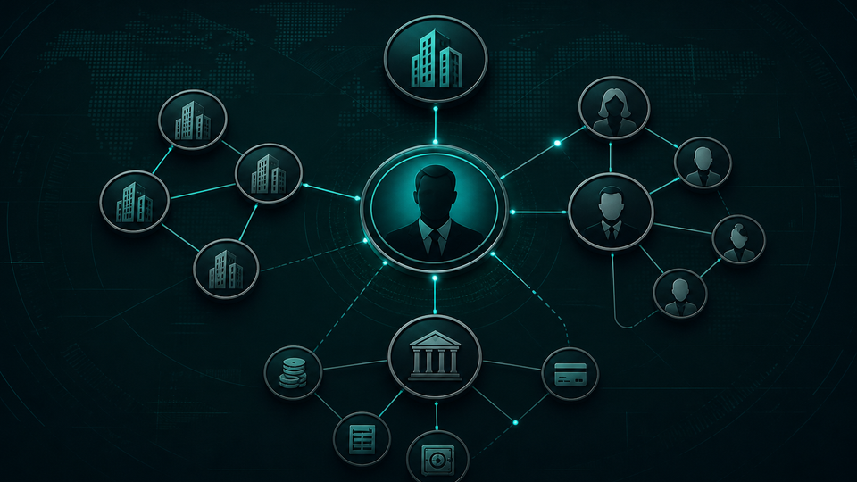 Compliance PEP and related-party maps — illustrative network map