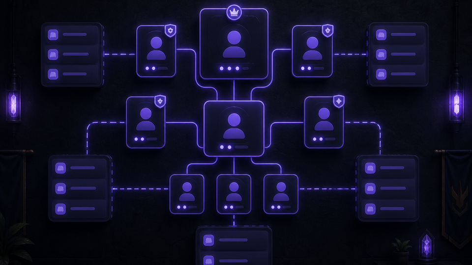 Discord community and moderation maps — illustrative network map