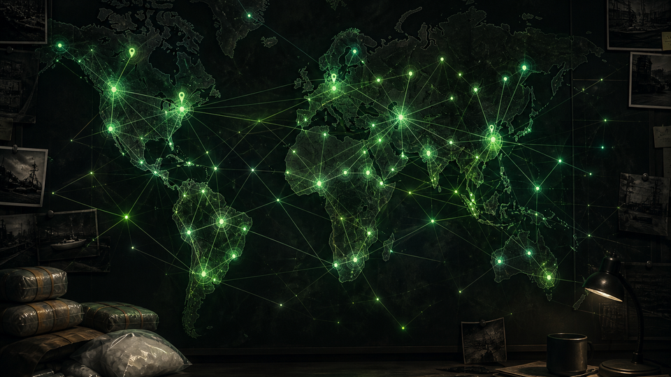 Drug trafficking network analysis — illustrative network map