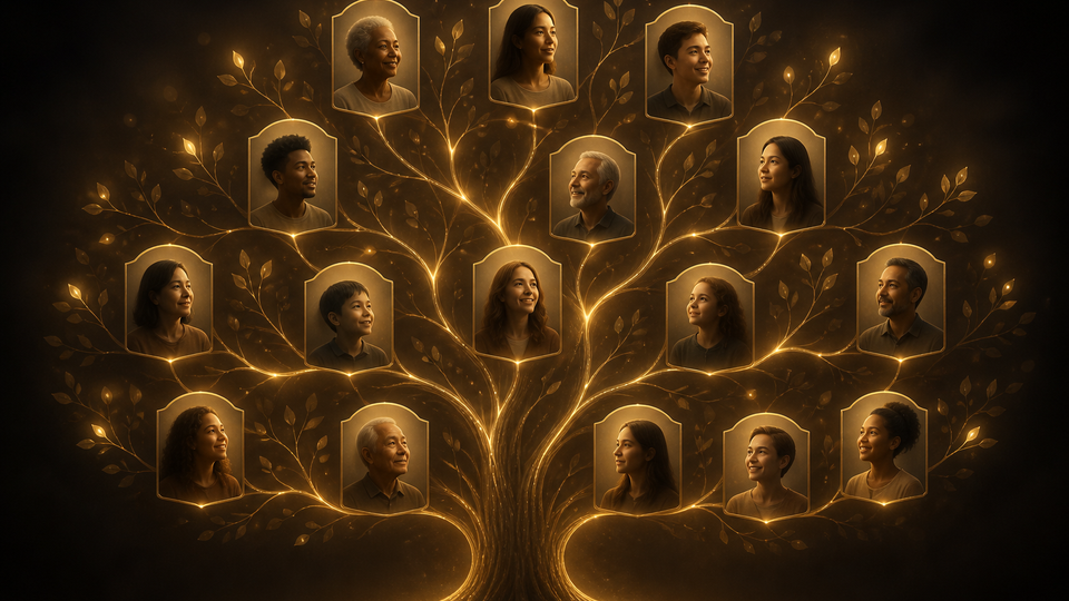 Faith and community membership trees — illustrative network map
