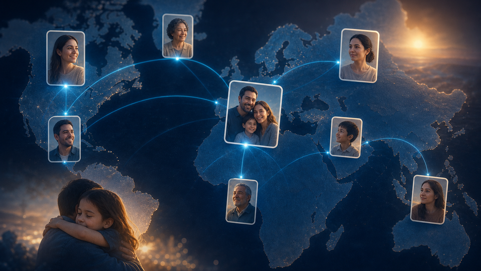 Immigration and family reunification charts — illustrative network map