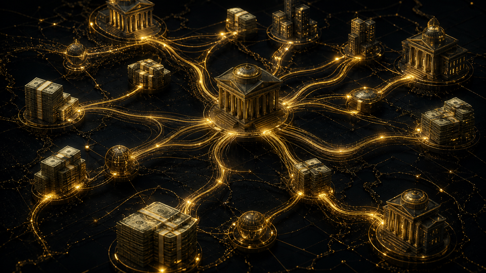 Money laundering and financial flow charts — illustrative network map