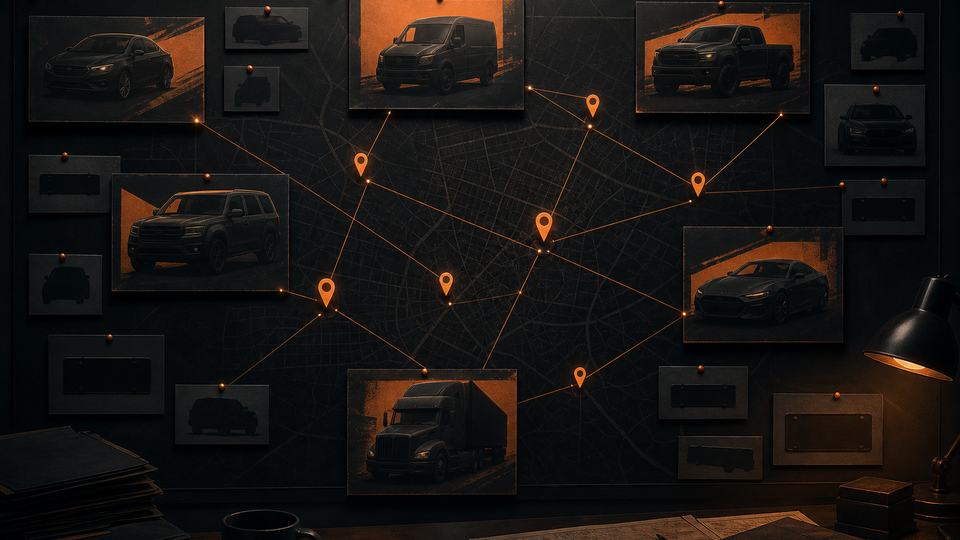 Vehicle and fleet investigation maps — illustrative network map